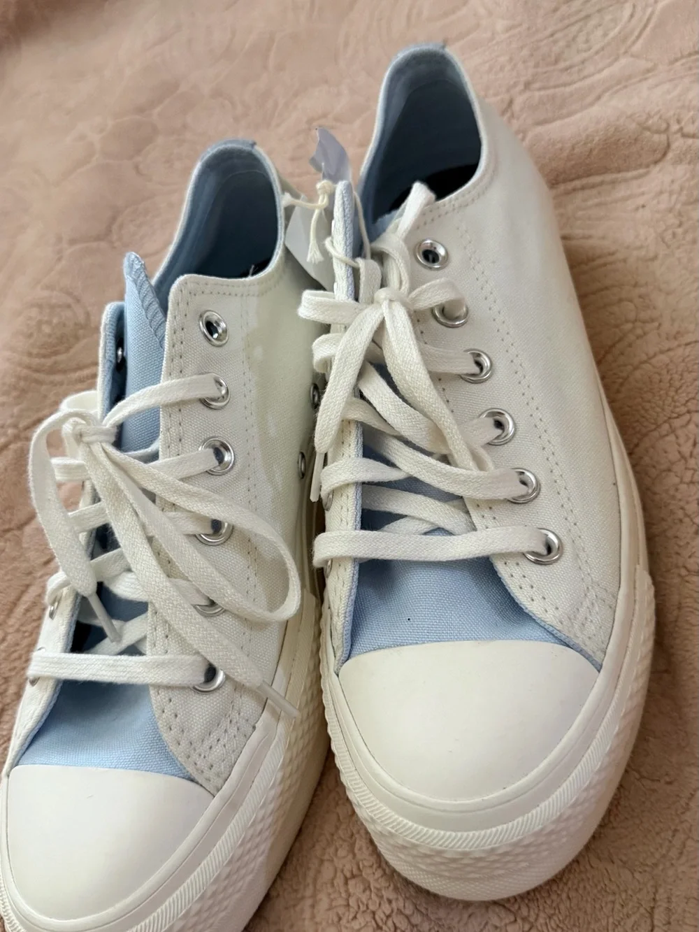 Converse Low Top Sneakers in Light Blue & White